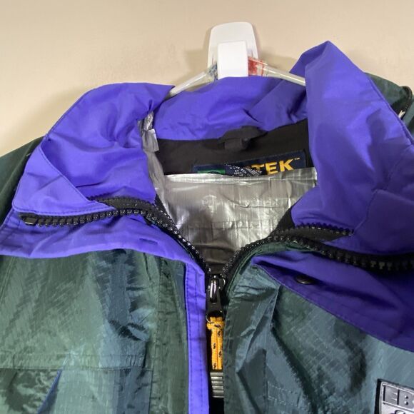 Eddie Bauer Ebtek Goretex Jacket  Nylon Coat Mens Medium Green Blue Full Zip - Picture 6 of 16